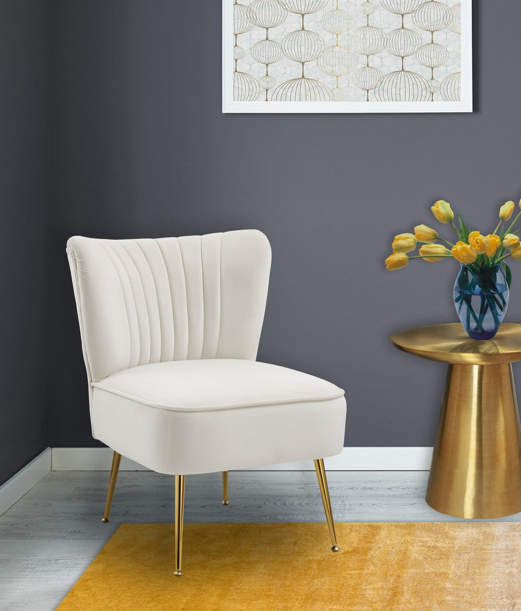 Meridian Furniture Tess Cream Velvet Accent Chair