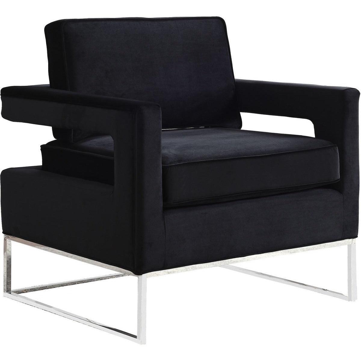 Meridian Furniture Noah Black Velvet Accent ChairMeridian Furniture - Accent Chair - Minimal And Modern - 1