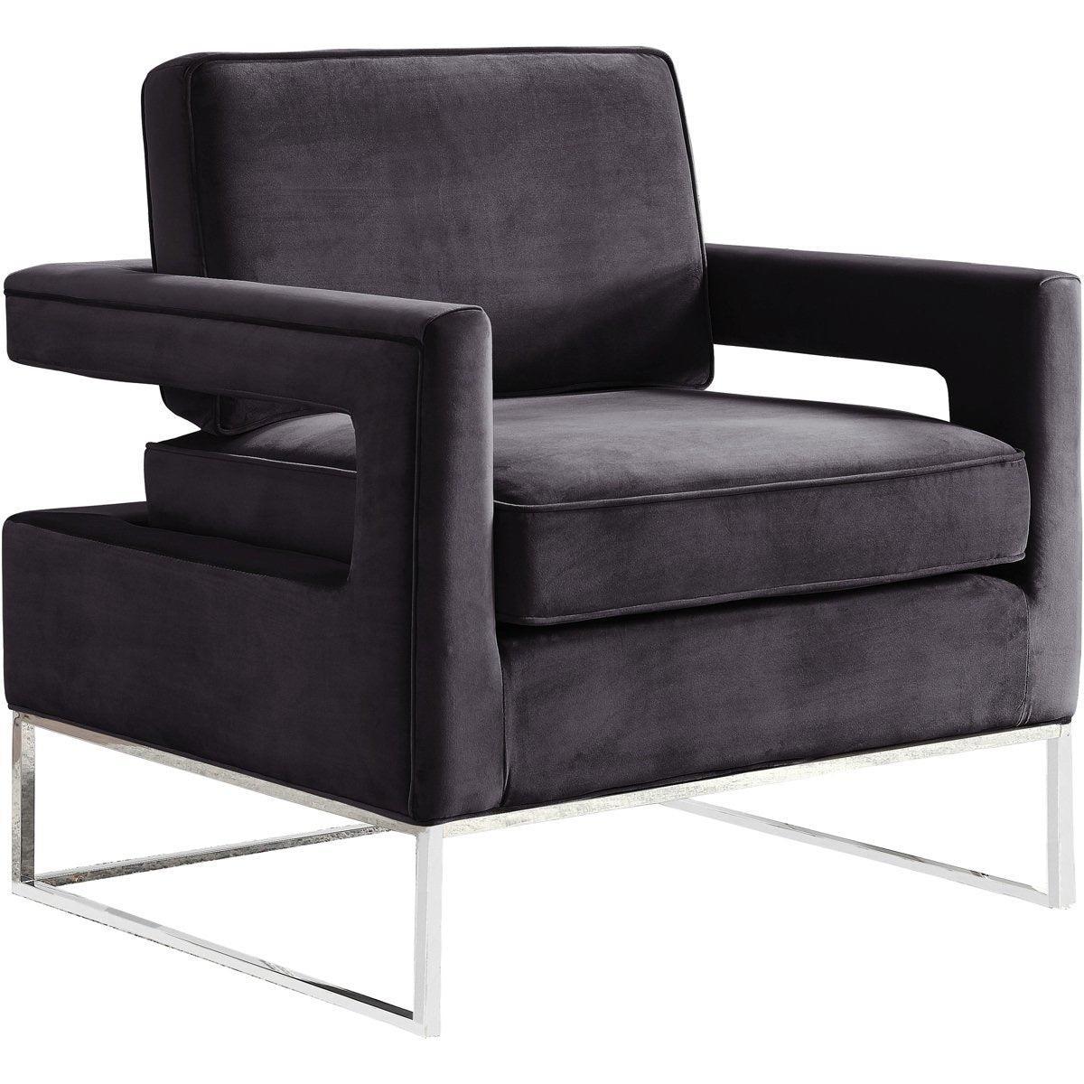 Meridian Furniture Noah Grey Velvet Accent ChairMeridian Furniture - Accent Chair - Minimal And Modern - 1