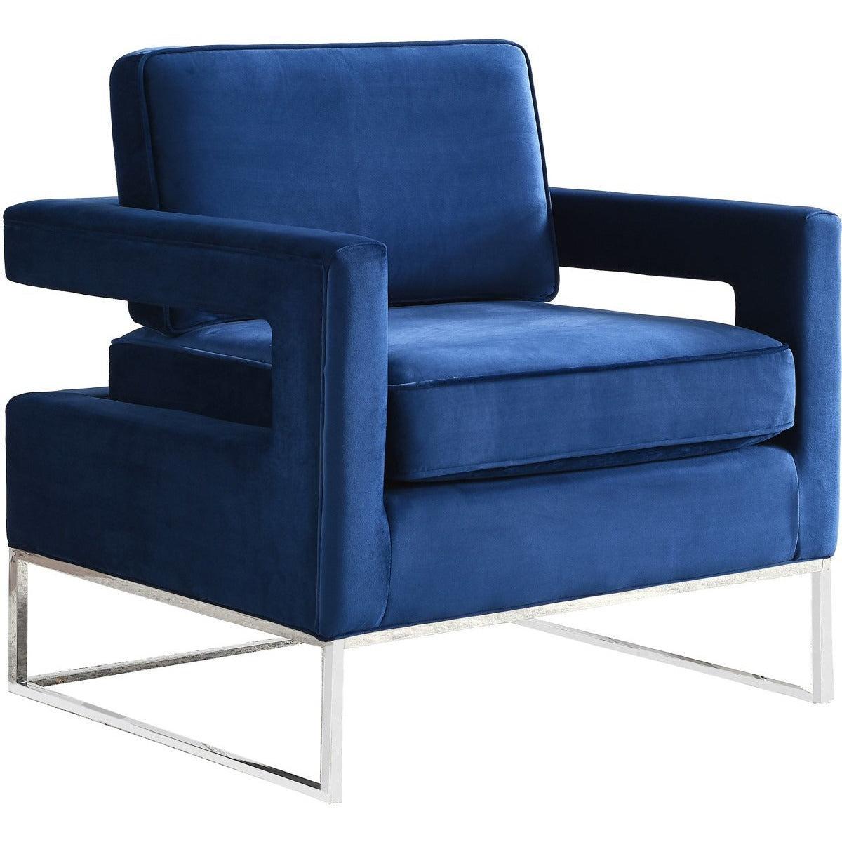 Meridian Furniture Noah Navy Velvet Accent ChairMeridian Furniture - Accent Chair - Minimal And Modern - 1