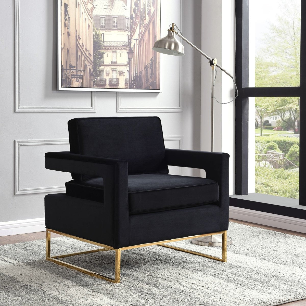 Meridian Furniture Noah Black Velvet Accent Chair-Minimal & Modern