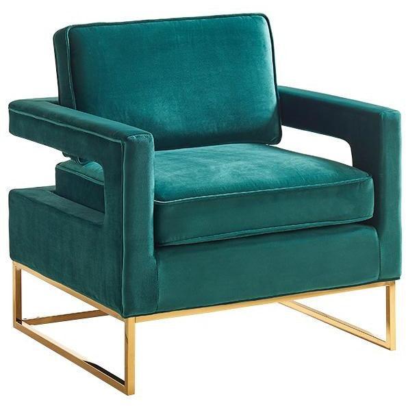Meridian Furniture Noah Green Velvet Accent ChairMeridian Furniture - Accent Chair - Minimal And Modern - 1