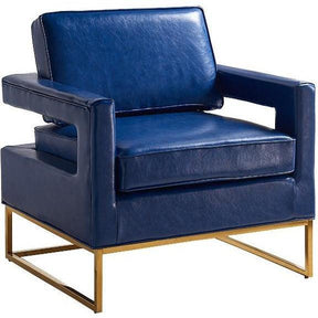 Meridian Furniture Amelia Navy Leather Accent Chair-Minimal & Modern