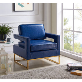 Meridian Furniture Amelia Navy Leather Accent Chair-Minimal & Modern