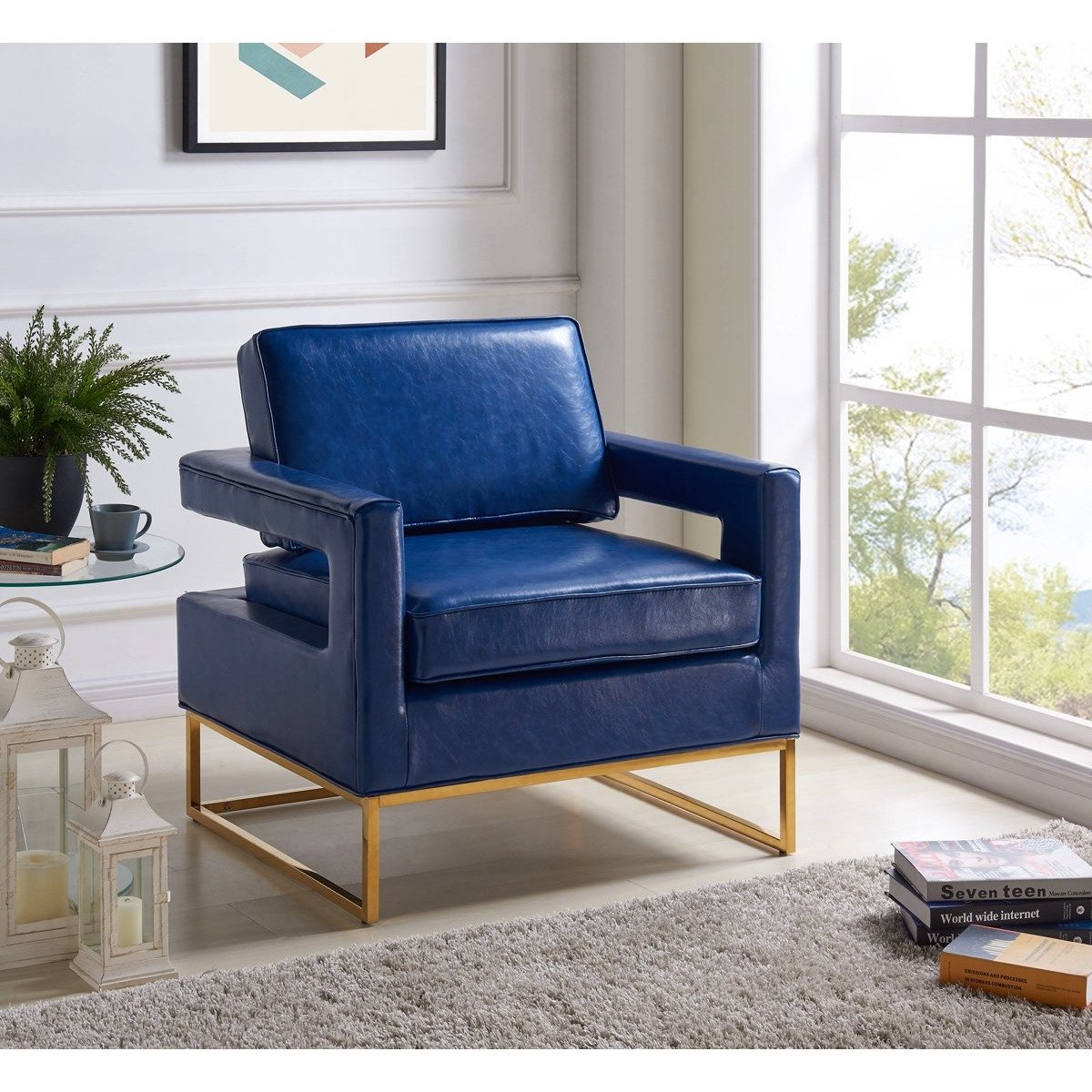 Meridian Furniture Amelia Navy Faux Leather Accent Chair