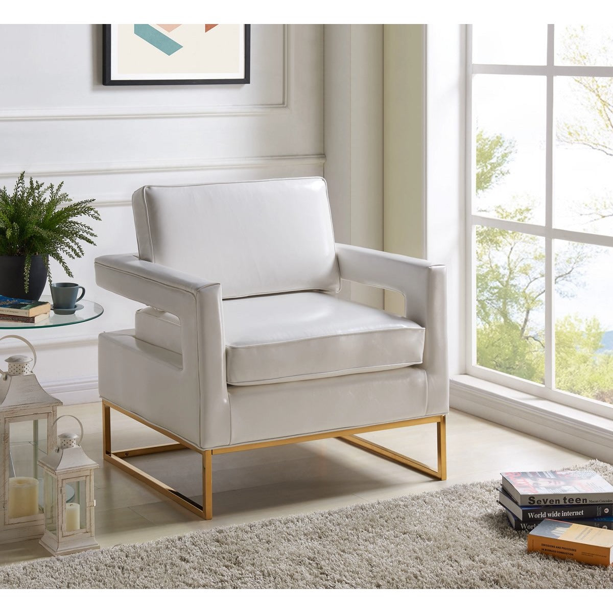 Meridian Furniture Amelia White Leather Accent Chair-Minimal & Modern