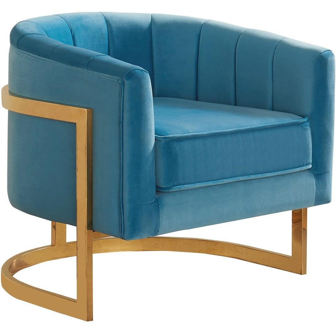 Meridian Furniture Carter Aqua Velvet Accent ChairMeridian Furniture - Accent Chair - Minimal And Modern - 1