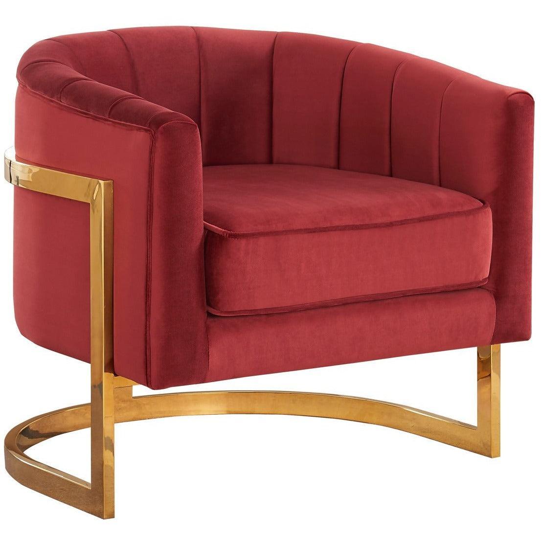 Meridian Furniture Carter Burgundy Velvet Accent ChairMeridian Furniture - Accent Chair - Minimal And Modern - 1