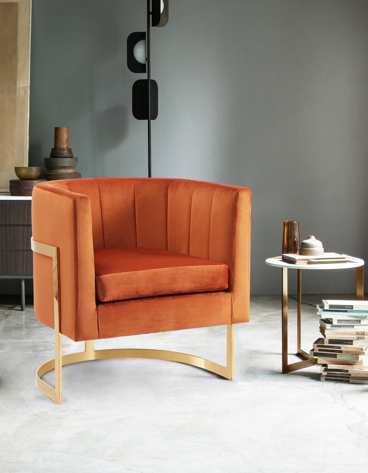 Meridian Furniture Carter Cognac Velvet Accent Chair
