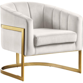 Meridian Furniture Carter Cream Velvet Accent ChairMeridian Furniture - Accent Chair - Minimal And Modern - 1