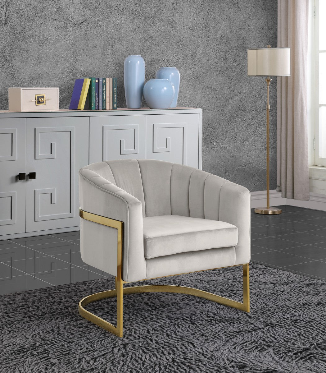 Meridian Furniture Carter Cream Velvet Accent Chair
