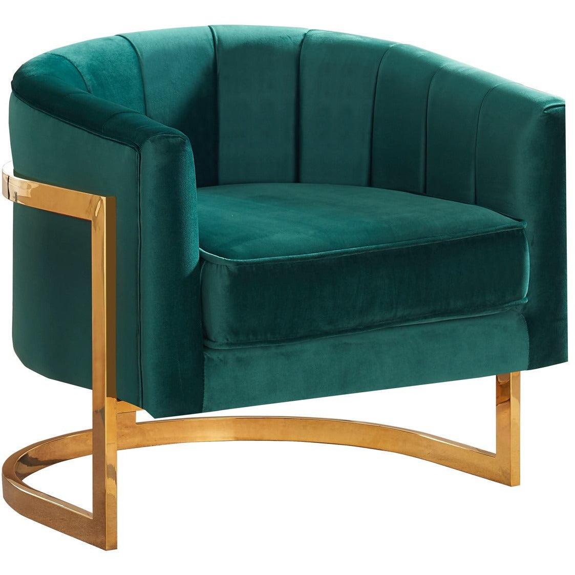 Meridian Furniture Carter Green Velvet Accent ChairMeridian Furniture - Accent Chair - Minimal And Modern - 1