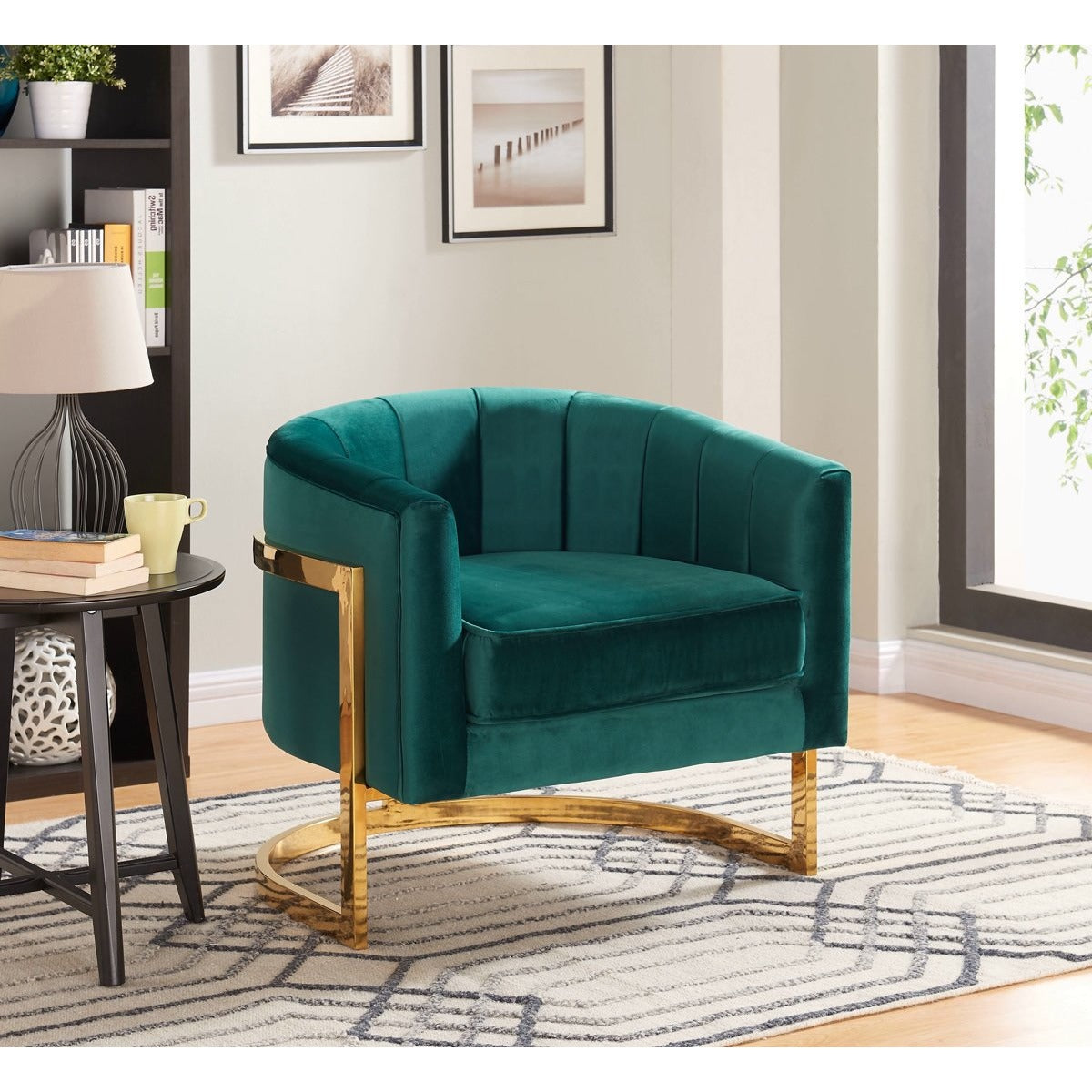Meridian Furniture Carter Green Velvet Accent Chair-Minimal & Modern