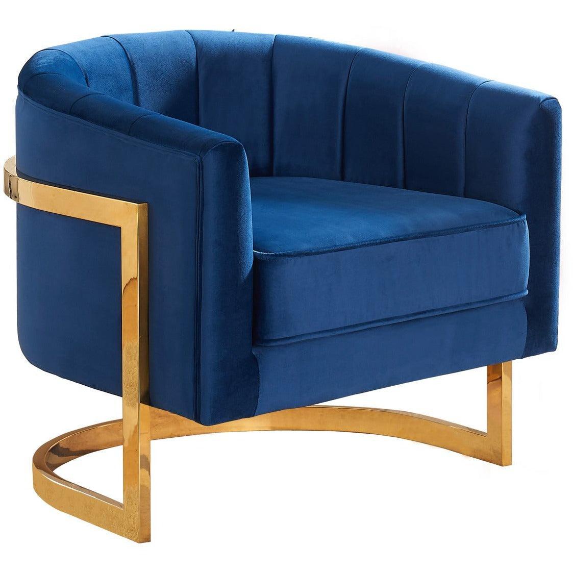 Meridian Furniture Carter Navy Velvet Accent ChairMeridian Furniture - Accent Chair - Minimal And Modern - 1