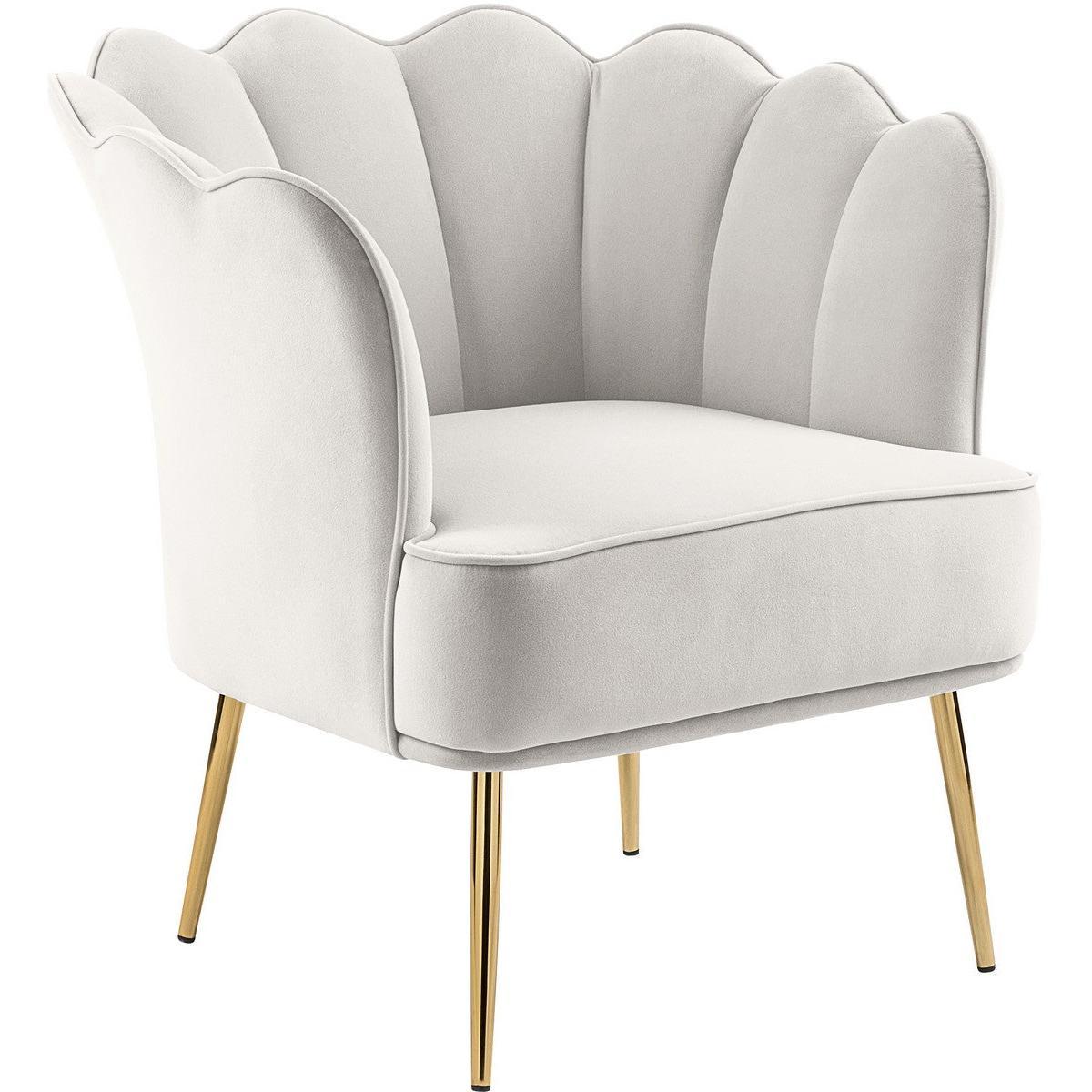 Meridian Furniture Jester Cream Velvet Accent ChairMeridian Furniture - Accent Chair - Minimal And Modern - 1