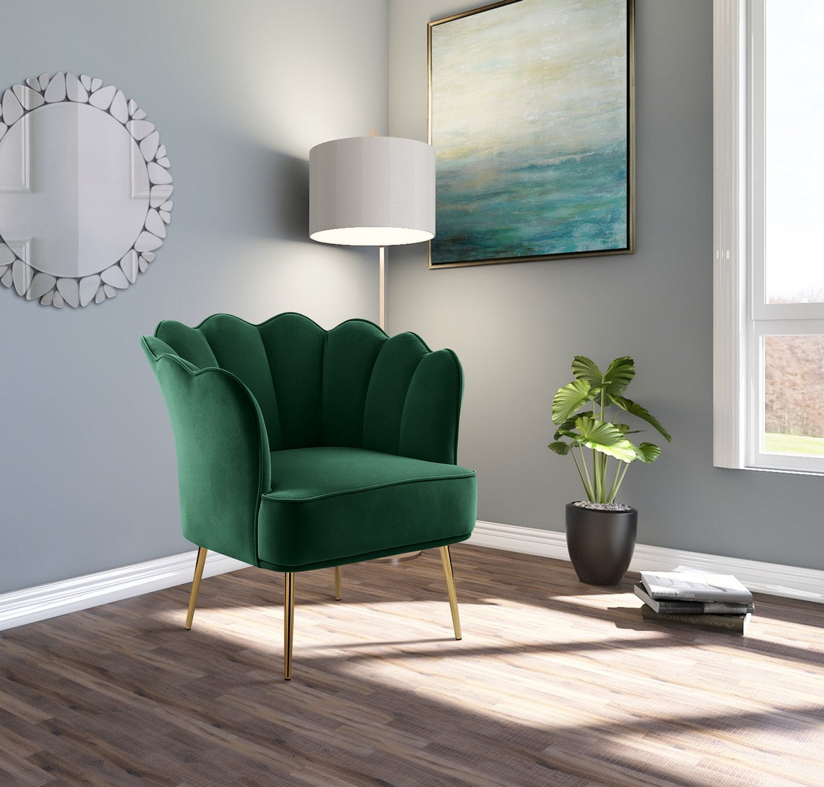 Meridian Furniture Jester Green Velvet Accent Chair