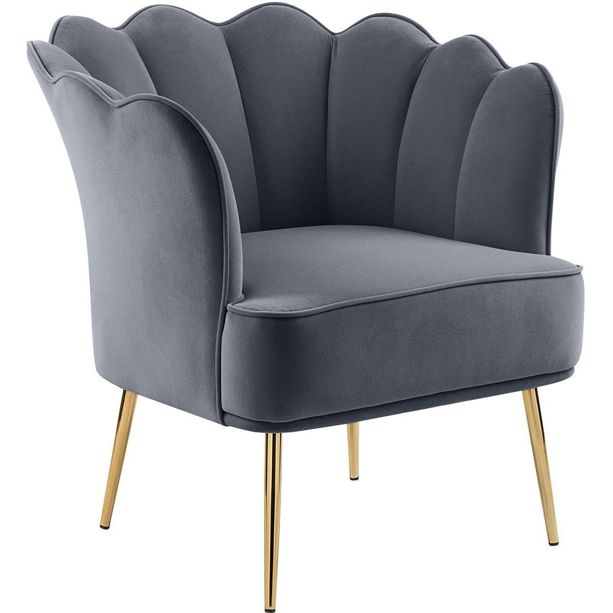 Meridian Furniture Jester Grey Velvet Accent ChairMeridian Furniture - Accent Chair - Minimal And Modern - 1