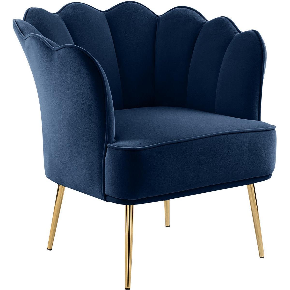 Meridian Furniture Jester Navy Velvet Accent ChairMeridian Furniture - Accent Chair - Minimal And Modern - 1