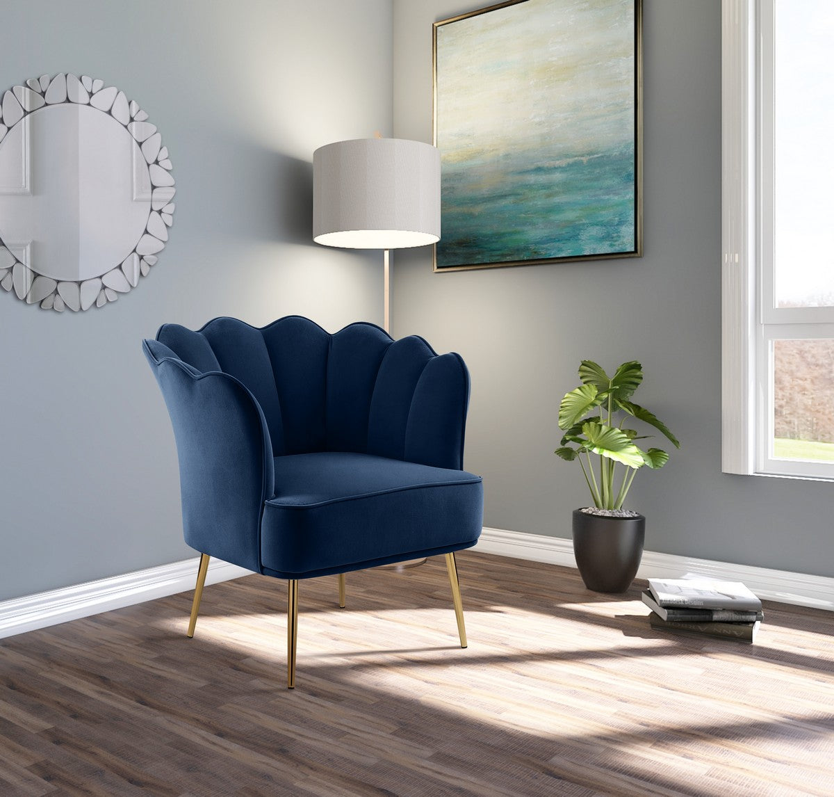 Meridian Furniture Jester Navy Velvet Accent Chair
