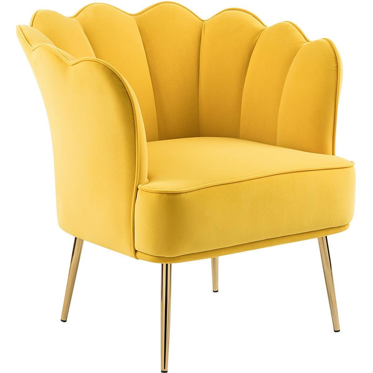Meridian Furniture Jester Yellow Velvet Accent ChairMeridian Furniture - Accent Chair - Minimal And Modern - 1