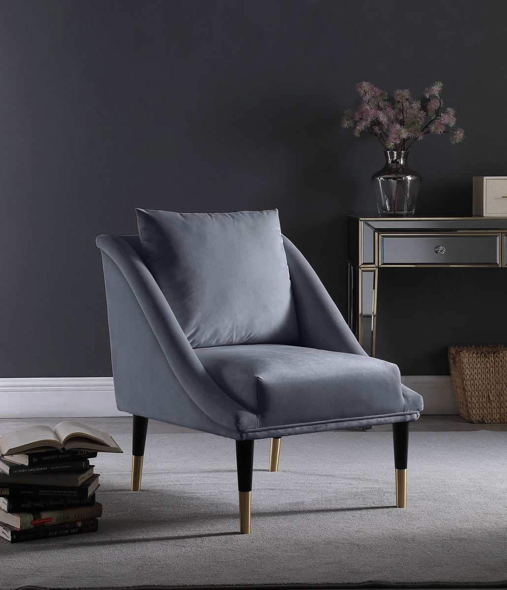 Meridian Furniture Elegante Grey Velvet Accent Chair