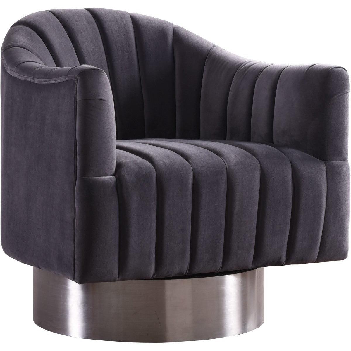 Meridian Furniture Farrah Grey Velvet Accent ChairMeridian Furniture - Accent Chair - Minimal And Modern - 1