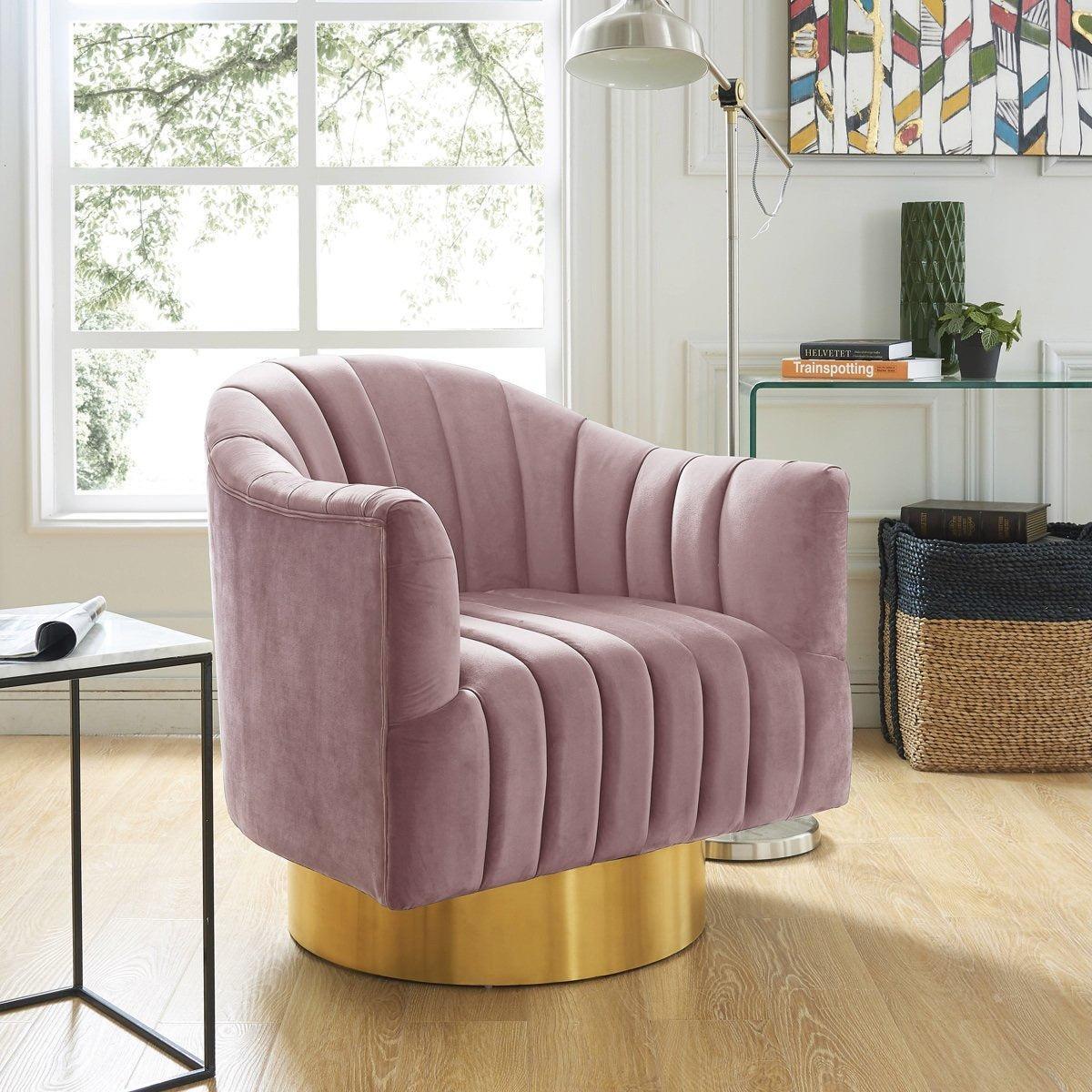 Meridian Furniture Farrah Pink Velvet Accent ChairMeridian Furniture - Accent Chair - Minimal And Modern - 1