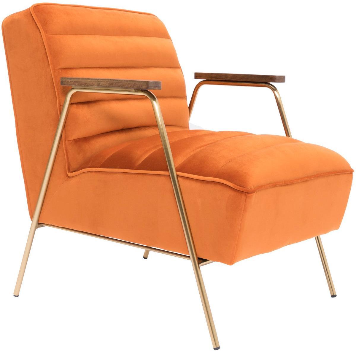 Meridian Furniture Woodford Orange Velvet Accent ChairMeridian Furniture - Accent Chair - Minimal And Modern - 1