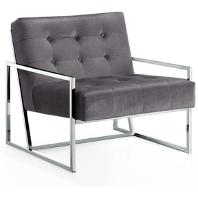 Meridian Furniture Alexis Grey Velvet Accent ChairMeridian Furniture - Accent Chair - Minimal And Modern - 1