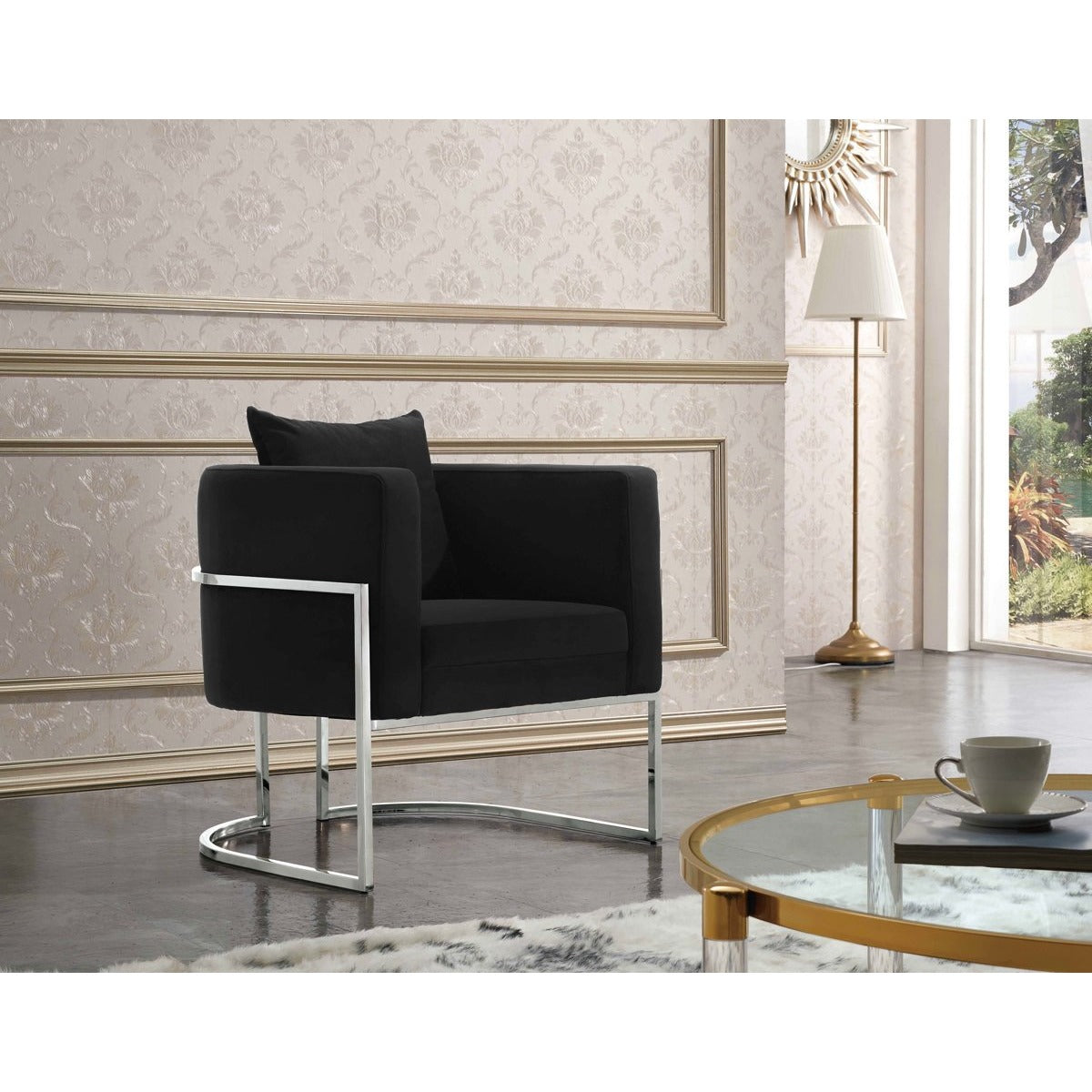 Meridian Furniture Pippa Black Velvet Accent Chair-Minimal & Modern