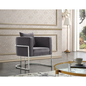 Meridian Furniture Pippa Grey Velvet Accent Chair-Minimal & Modern