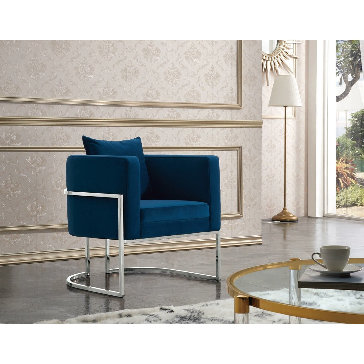 Meridian Furniture Pippa Navy Velvet Accent Chair-Minimal & Modern