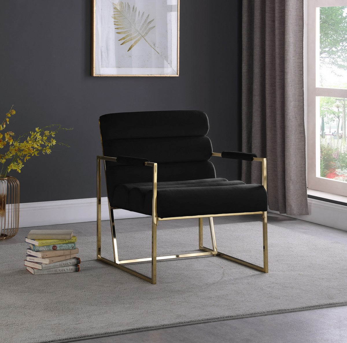 Meridian Furniture Zayne Black Velvet Accent Chair