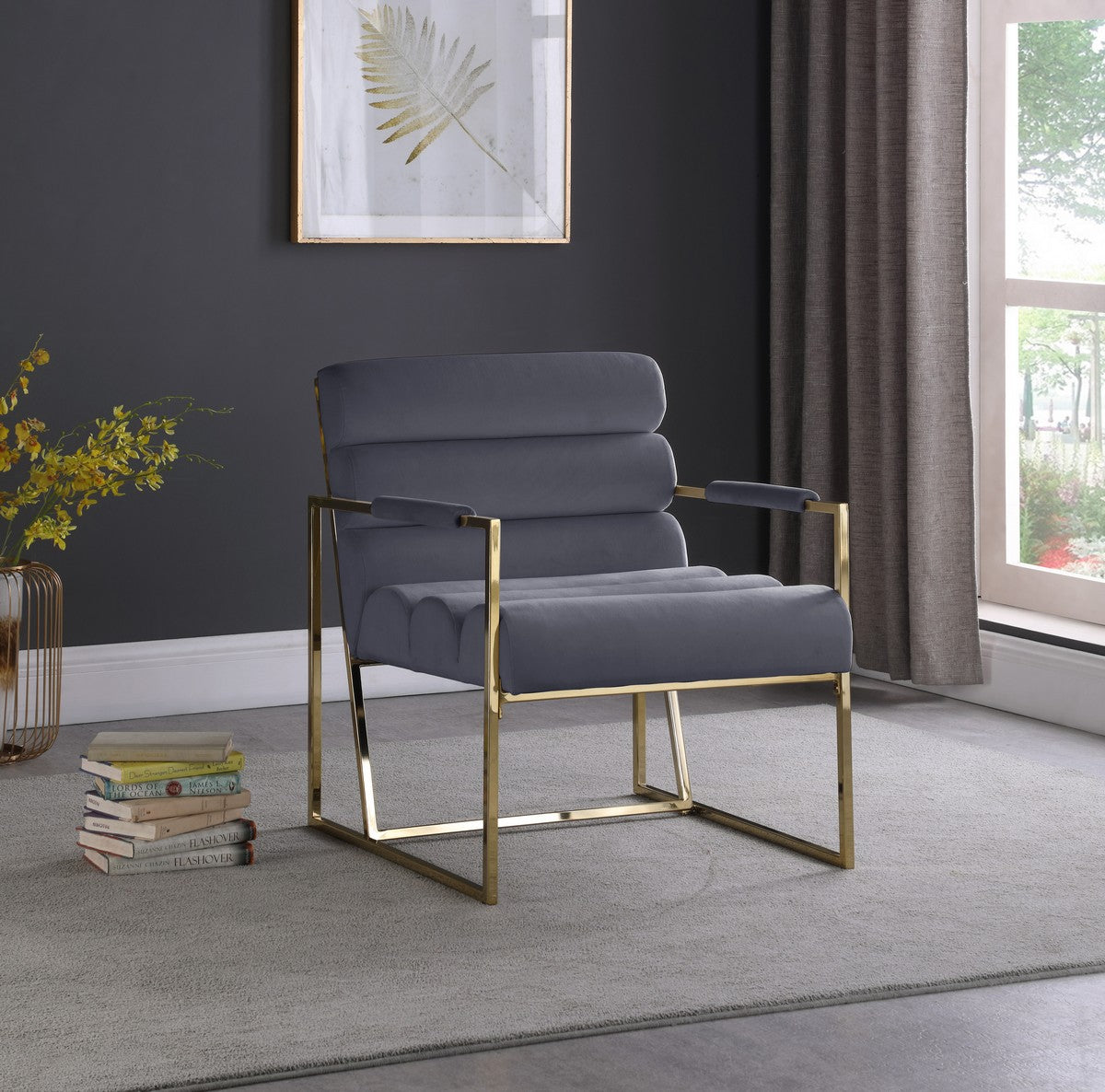 Meridian Furniture Zayne Grey Velvet Accent Chair
