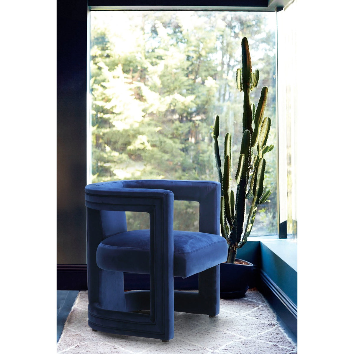 Meridian Furniture Blair Navy Velvet Accent Chair-Minimal & Modern
