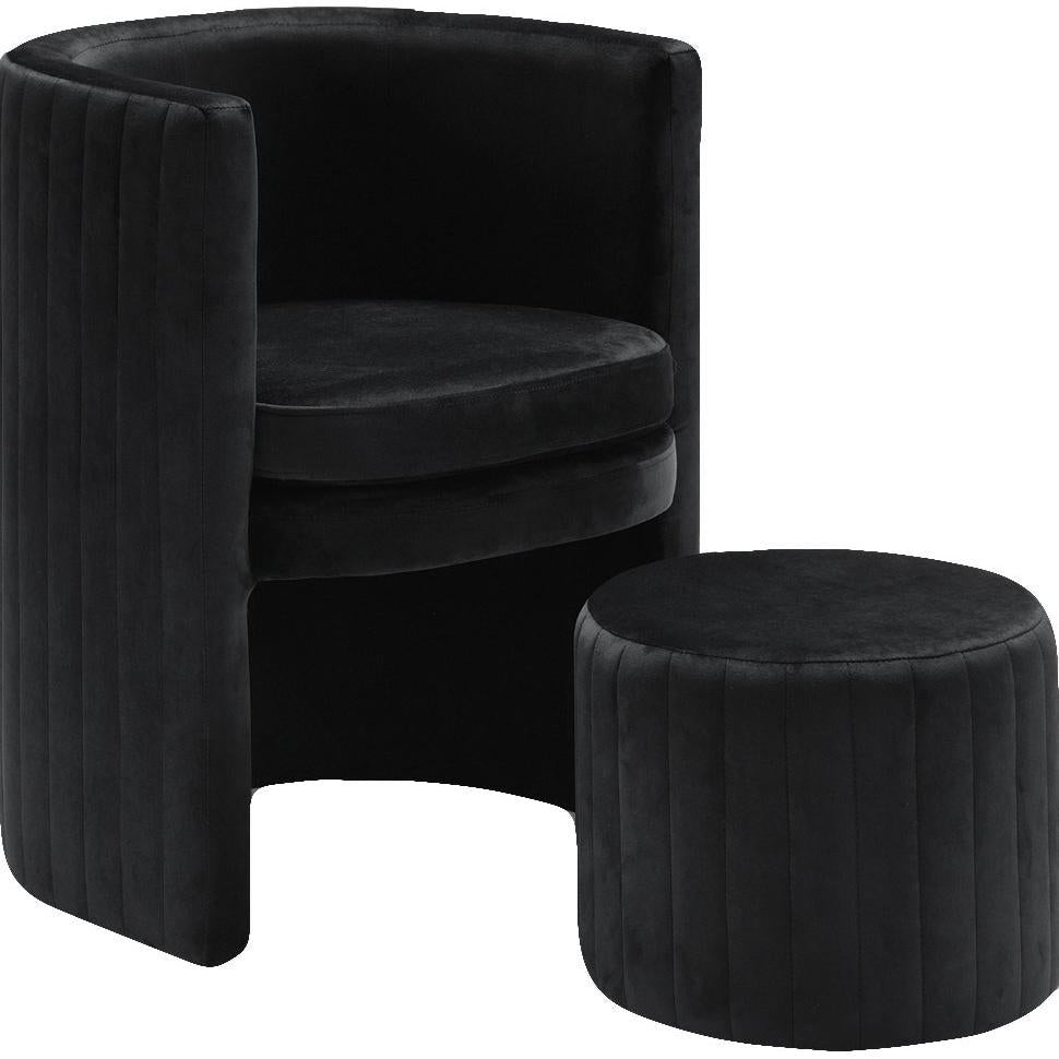 Meridian Furniture Selena Black Velvet Accent Chair and Ottoman SetMeridian Furniture - Accent Chair and Ottoman Set - Minimal And Modern - 1