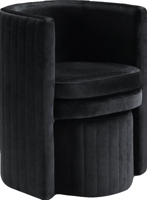 Meridian Furniture Selena Black Velvet Accent Chair and Ottoman Set
