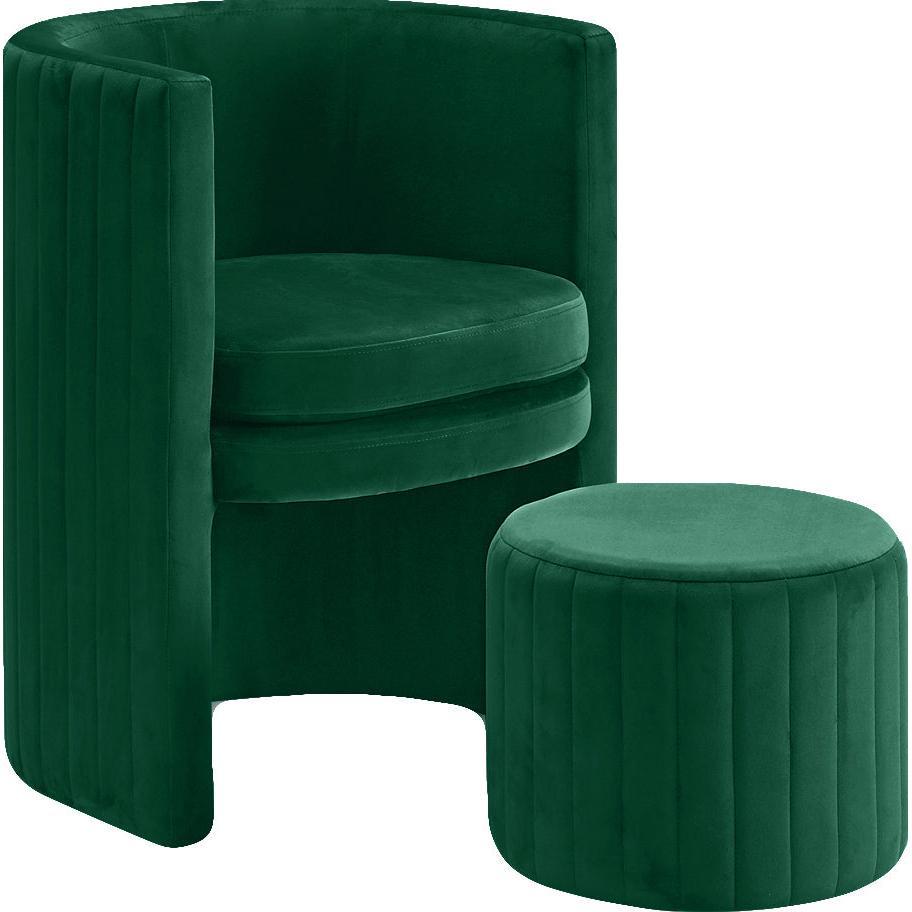 Meridian Furniture Selena Green Velvet Accent Chair and Ottoman SetMeridian Furniture - Accent Chair and Ottoman Set - Minimal And Modern - 1