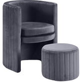 Meridian Furniture Selena Grey Velvet Accent Chair and Ottoman SetMeridian Furniture - Accent Chair and Ottoman Set - Minimal And Modern - 1