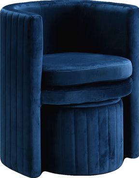 Meridian Furniture Selena Navy Velvet Accent Chair and Ottoman Set