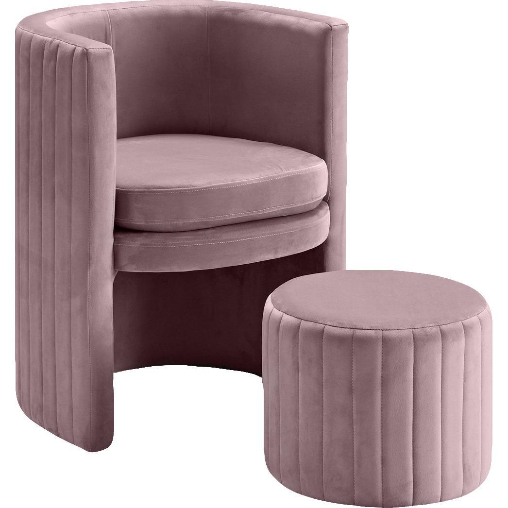 Meridian Furniture Selena Pink Velvet Accent Chair and Ottoman SetMeridian Furniture - Accent Chair and Ottoman Set - Minimal And Modern - 1