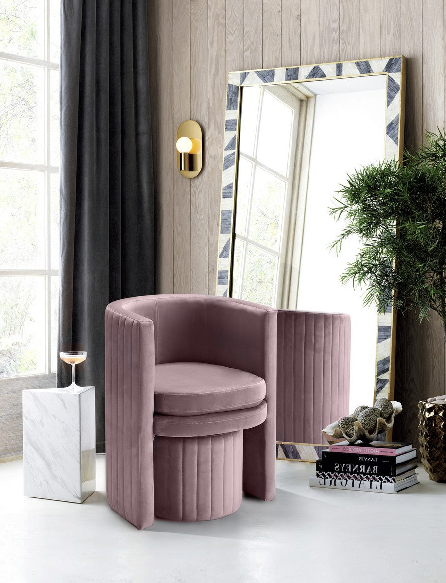 Meridian Furniture Selena Pink Velvet Accent Chair and Ottoman Set