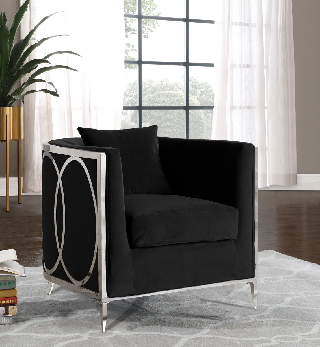 Meridian Furniture Circa Black Velvet Accent Chair