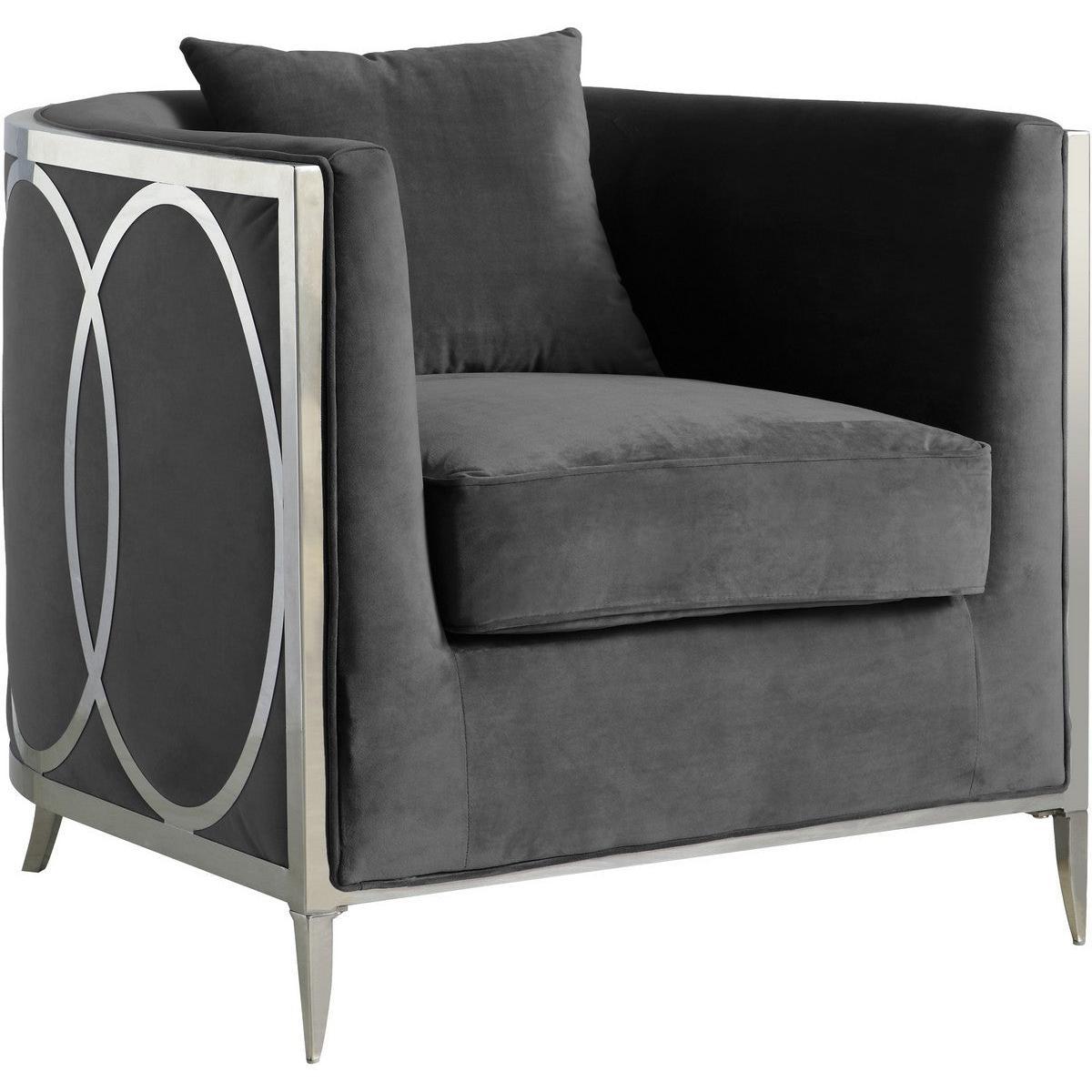 Meridian Furniture Circa Grey Velvet Accent ChairMeridian Furniture - Accent Chair - Minimal And Modern - 1