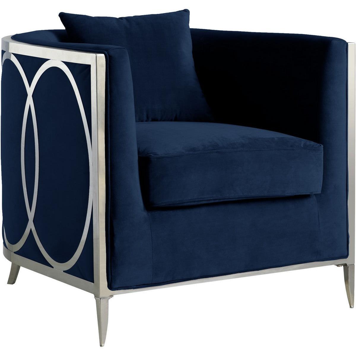 Meridian Furniture Circa Navy Velvet Accent ChairMeridian Furniture - Accent Chair - Minimal And Modern - 1