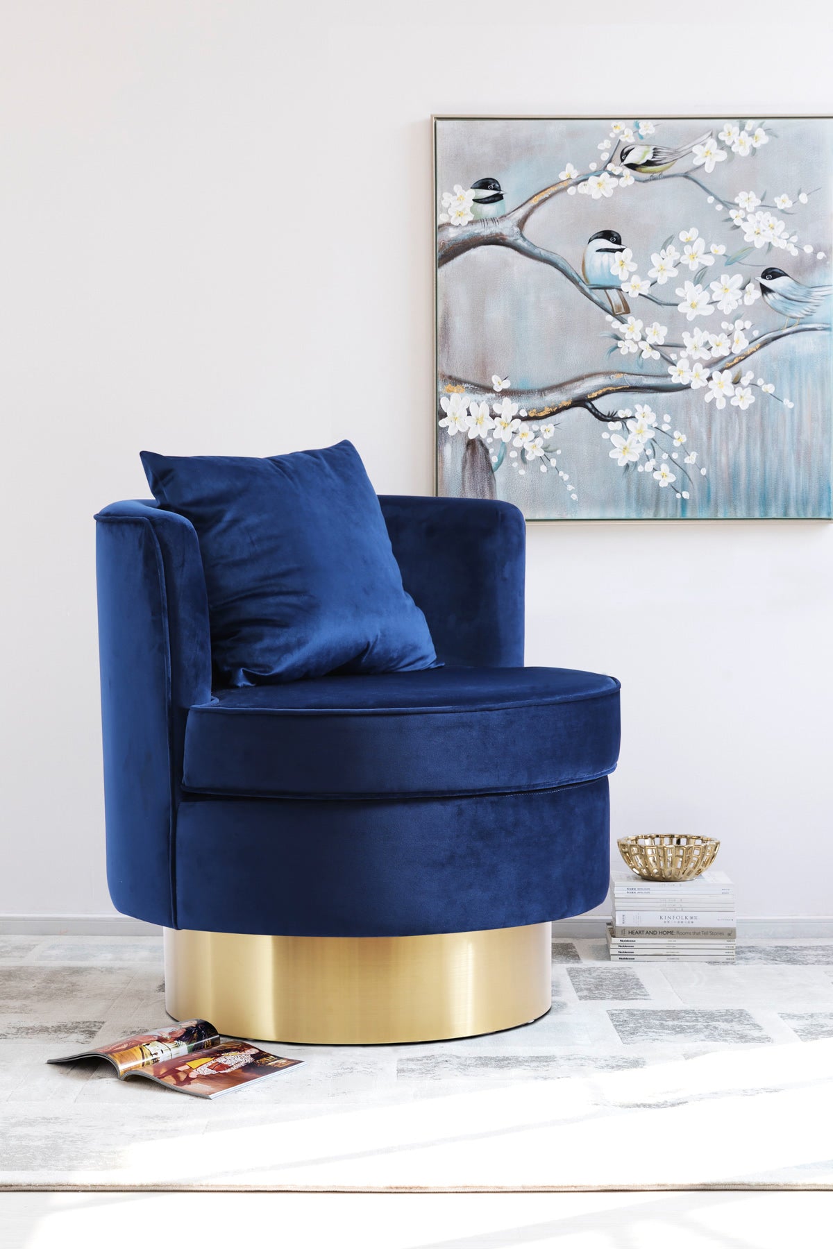 Meridian Furniture Kendra Navy Velvet Accent Chair