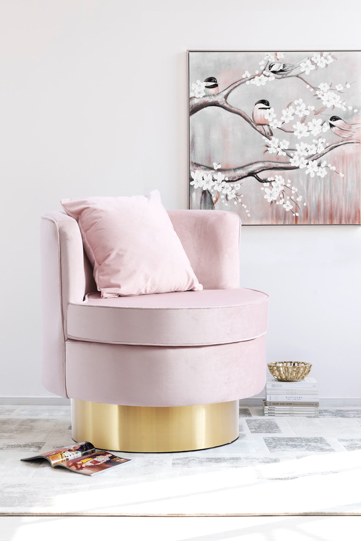Meridian Furniture Kendra Pink Velvet Accent Chair