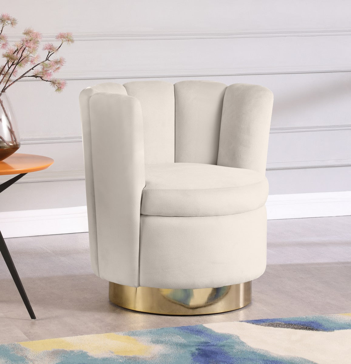 Meridian Furniture Lily Cream Velvet Accent Chair