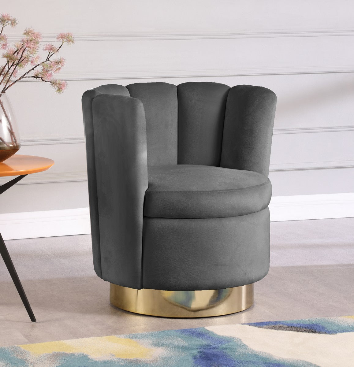 Meridian Furniture Lily Grey Velvet Accent Chair