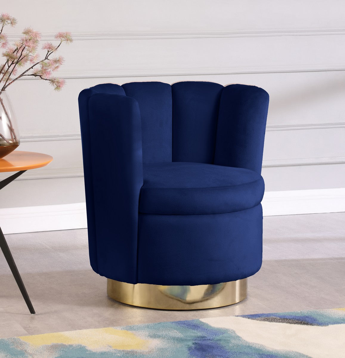 Meridian Furniture Lily Navy Velvet Accent Chair